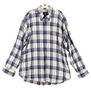 Vintage 90s Chaps Ralph Lauren Southwest Dobby Plaid‎ Shirt Long Sleeve Mens XL